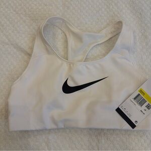 Nike Women's White Swoosh Medium Support Padded Sports Bra  Size S